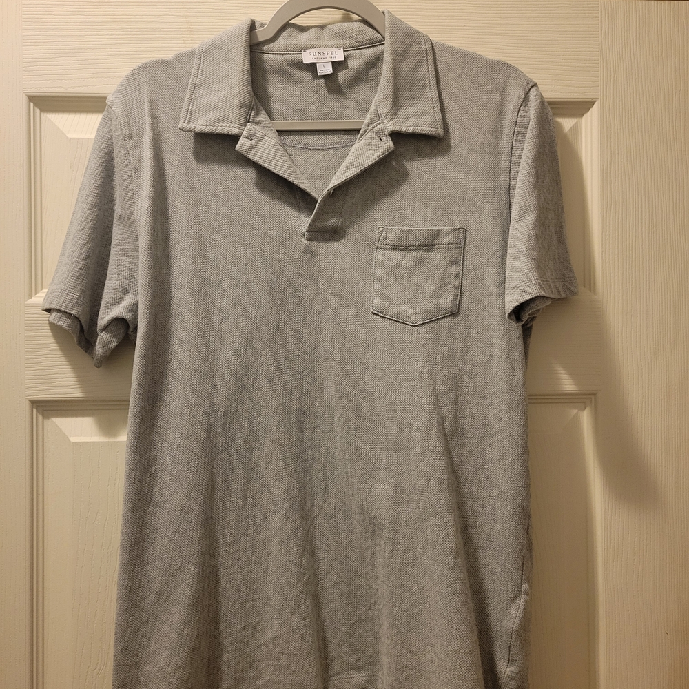Sunspel Grey Short-Sleeve Polo Shirt
